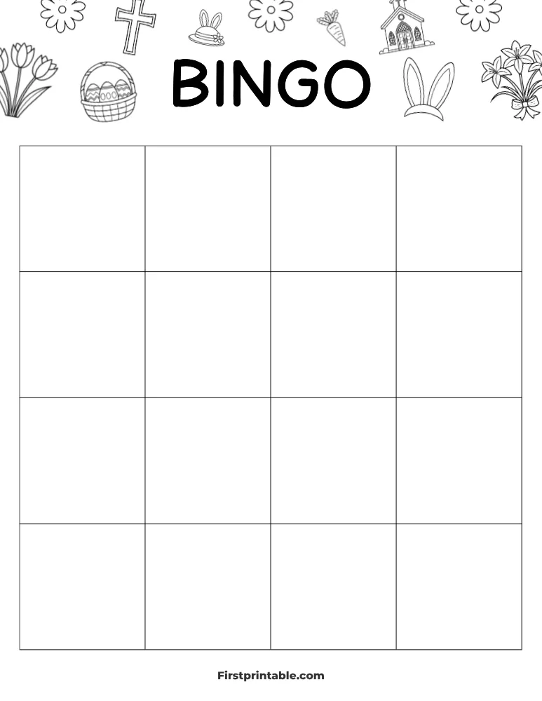 Easter Blank Bingo Card 01 - 4x4 