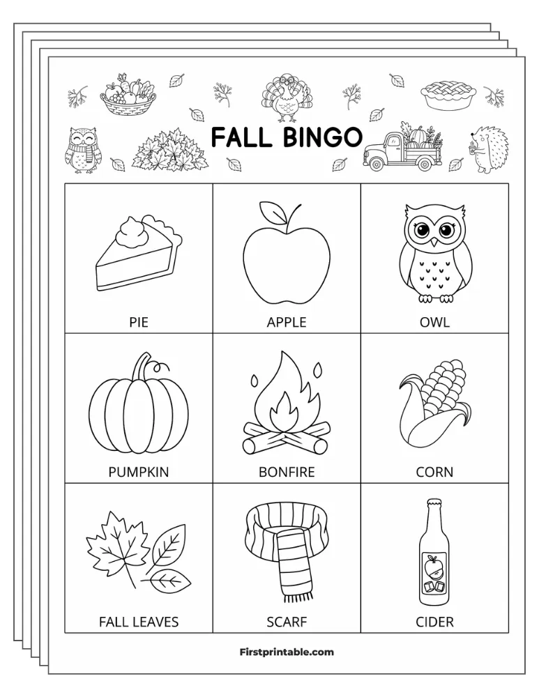 Fall Bingo Cards 02 - Half Page - 3x3 (30 Cards)