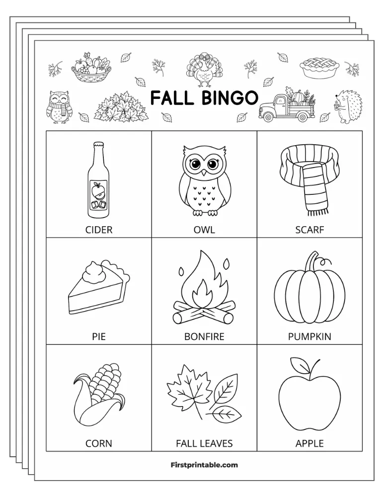Fall Bingo Cards 02 - 3x3 (30 Cards)