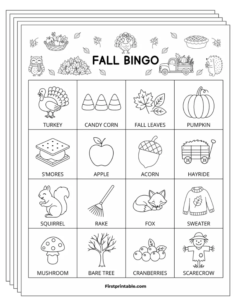 Fall Bingo Cards 02 - 4x4 (30 Cards)