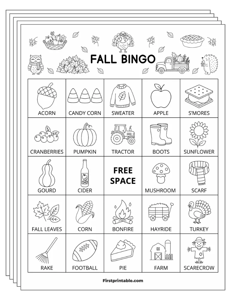 Fall Bingo Cards 02 - 5x5 (30 Cards)