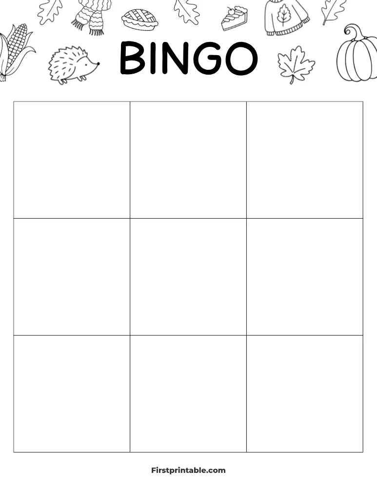 Fall Blank Bingo Card 01 - 3x3 
