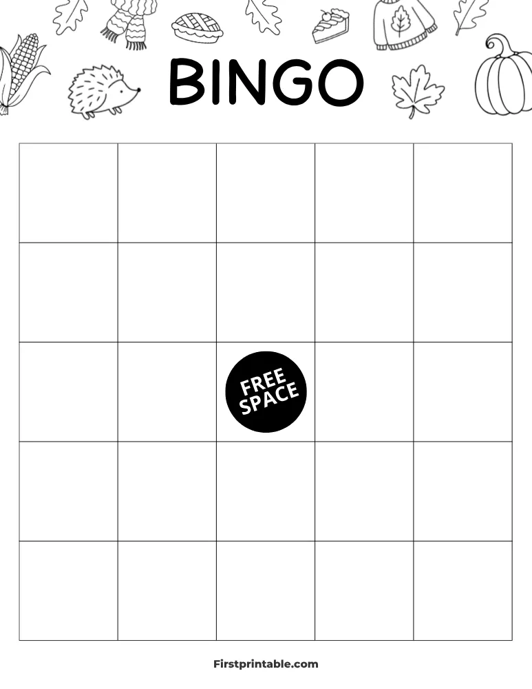Fall Blank Bingo Card 01 - 5x5 