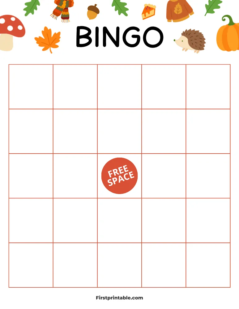 Fall Blank Bingo Card 02 - 5x5 