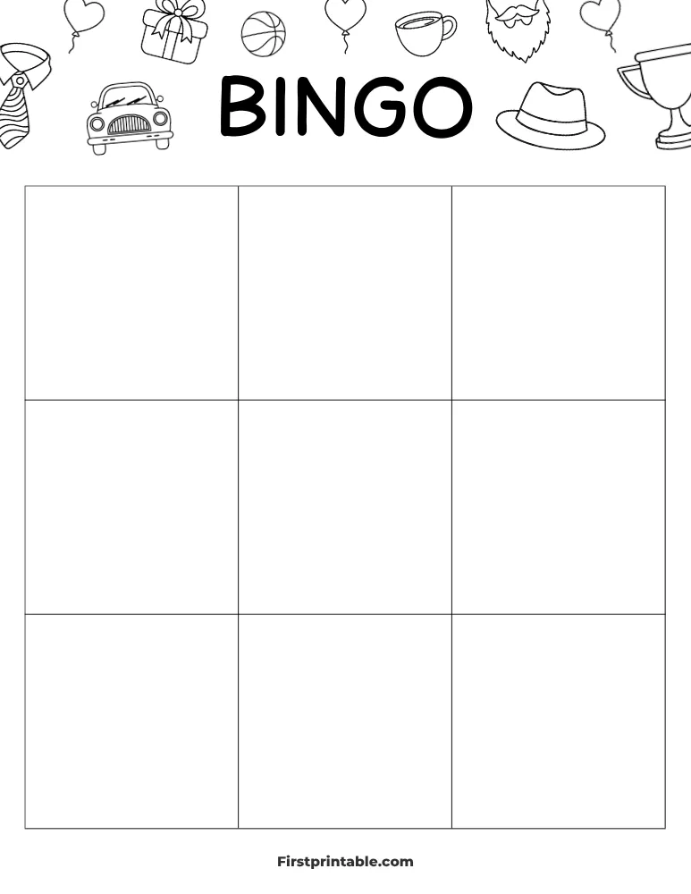 Father's Day Blank Bingo Card 01 - 3x3 