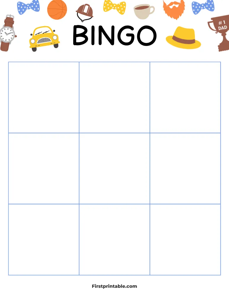 Father's Day Blank Bingo Card 02 - 3x3