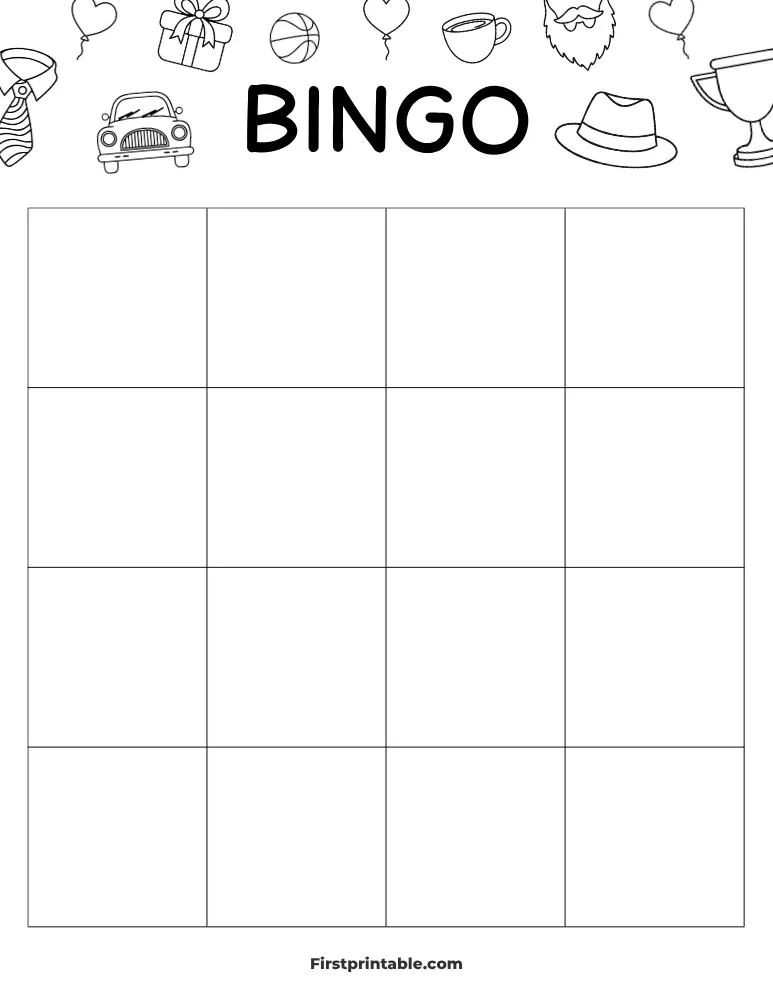 Father's Day Blank Bingo Card 01 - 4x4 