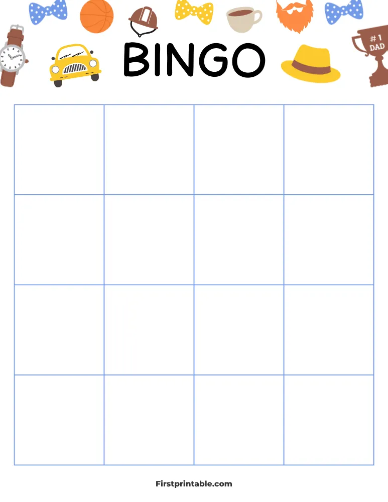 Father's Day Blank Bingo Card 02 - 4x4