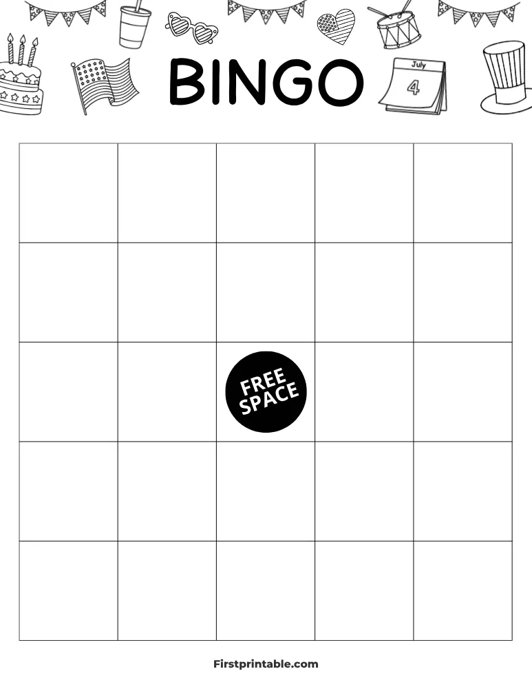 Fourth of July Blank Bingo Card 01 - 5x5 
