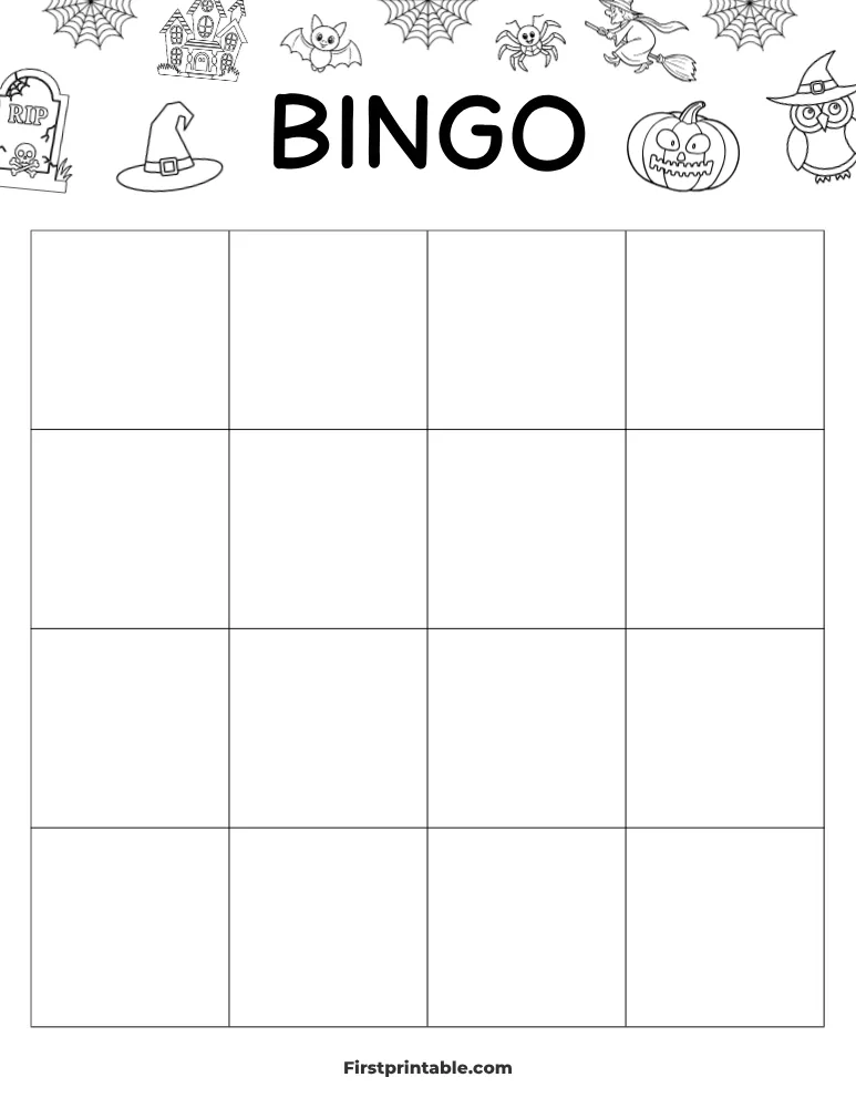 Halloween Blank Bingo Card 01 - 4x4 
