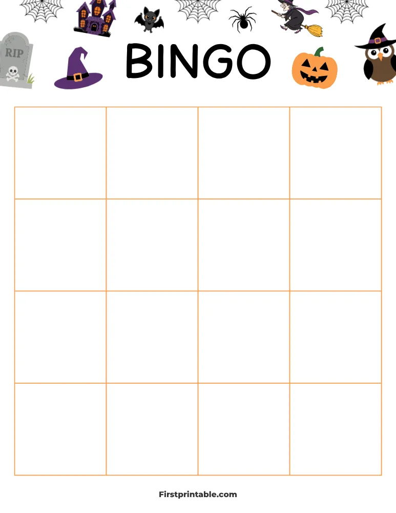 Halloween Blank Bingo Card 02 - 4x4