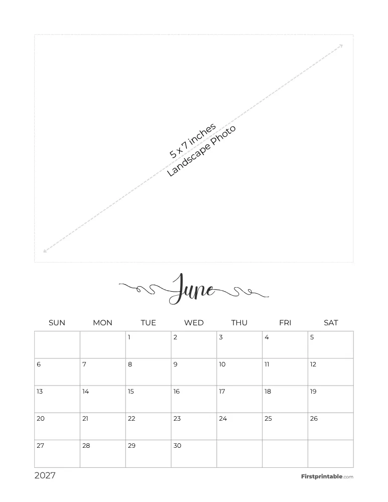 June 2027 Photo Calendar