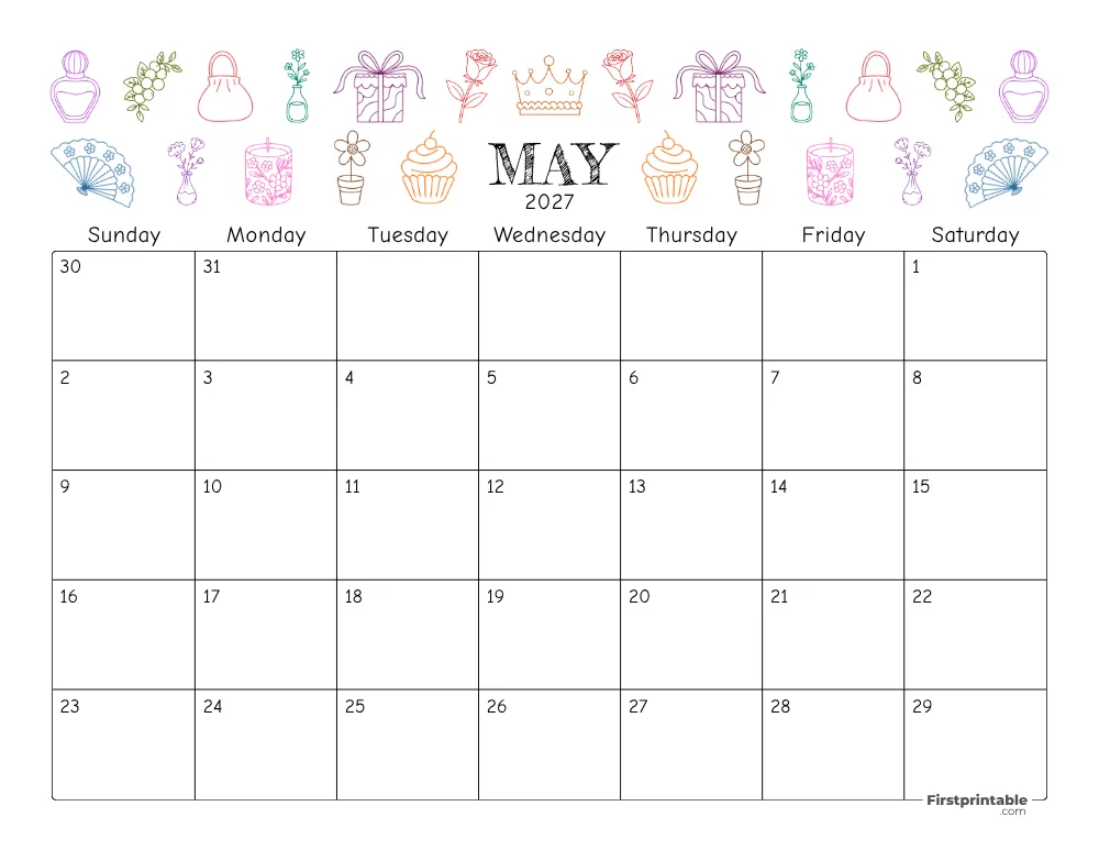 May 2027 Calendar Floral 01