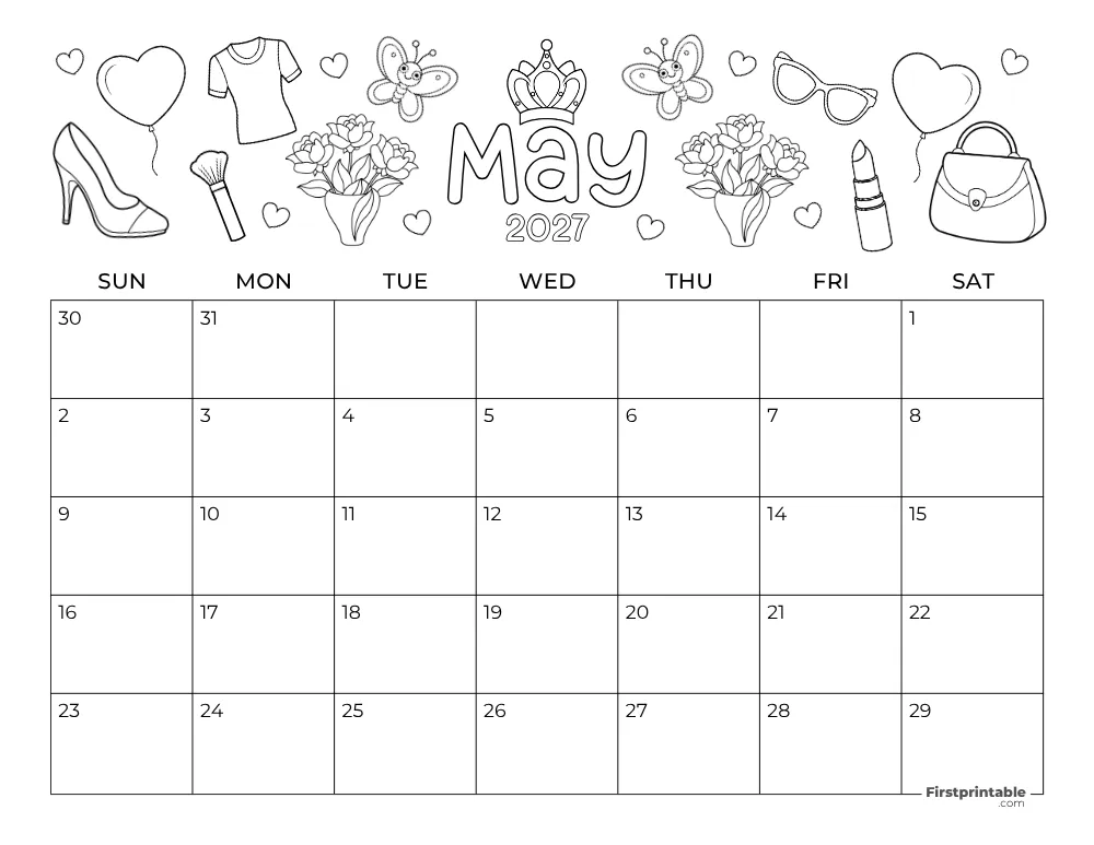 May 2027 Calendar Mother's Day Themed