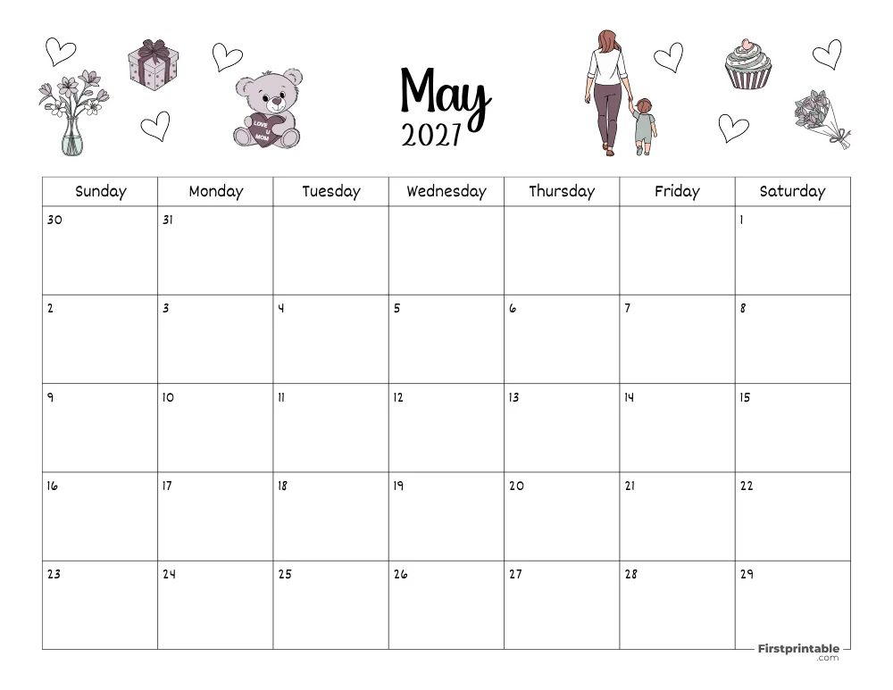 May Calendar 2027 Mothers Day Themed 02