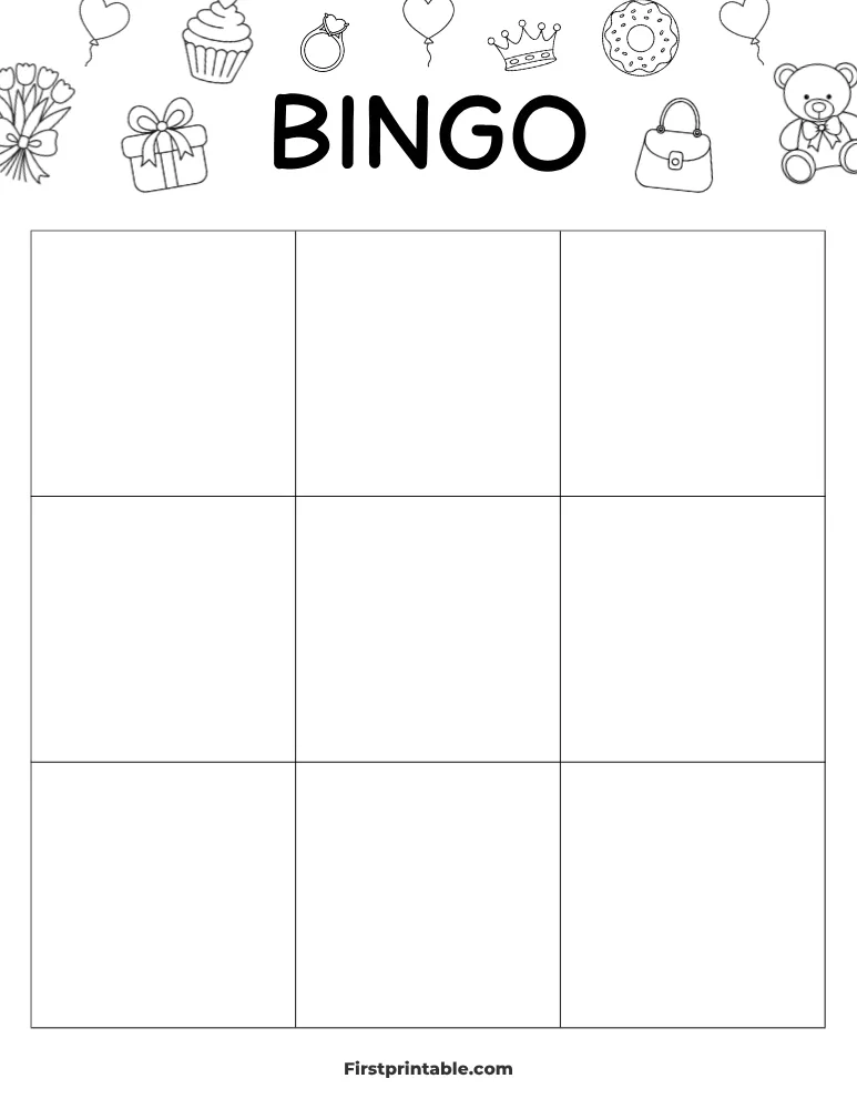 Mother's Day Blank Bingo Card 01 - 3x3 