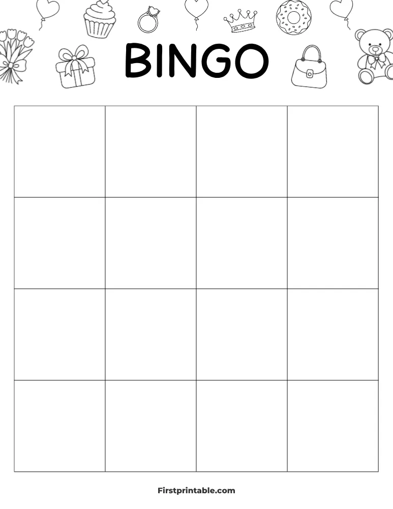 Mother's Day Blank Bingo Card 01 - 4x4 