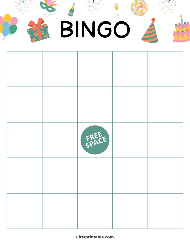 New Year's Blank Bingo Card 02 - 5x5 