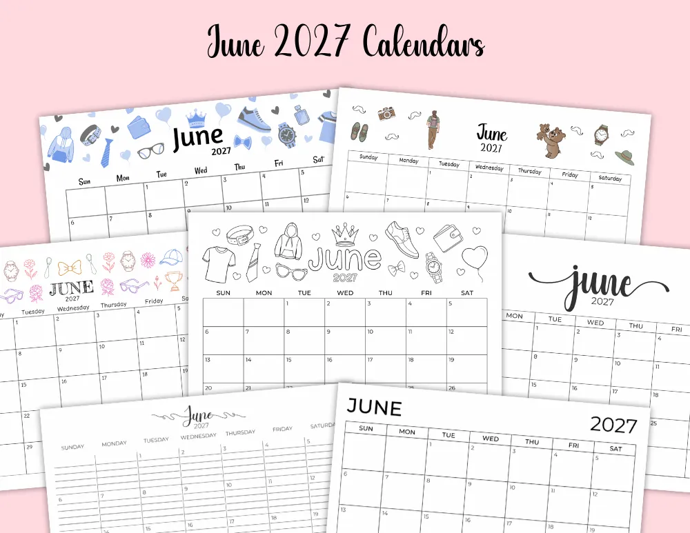 June 2027 Calendar Templates