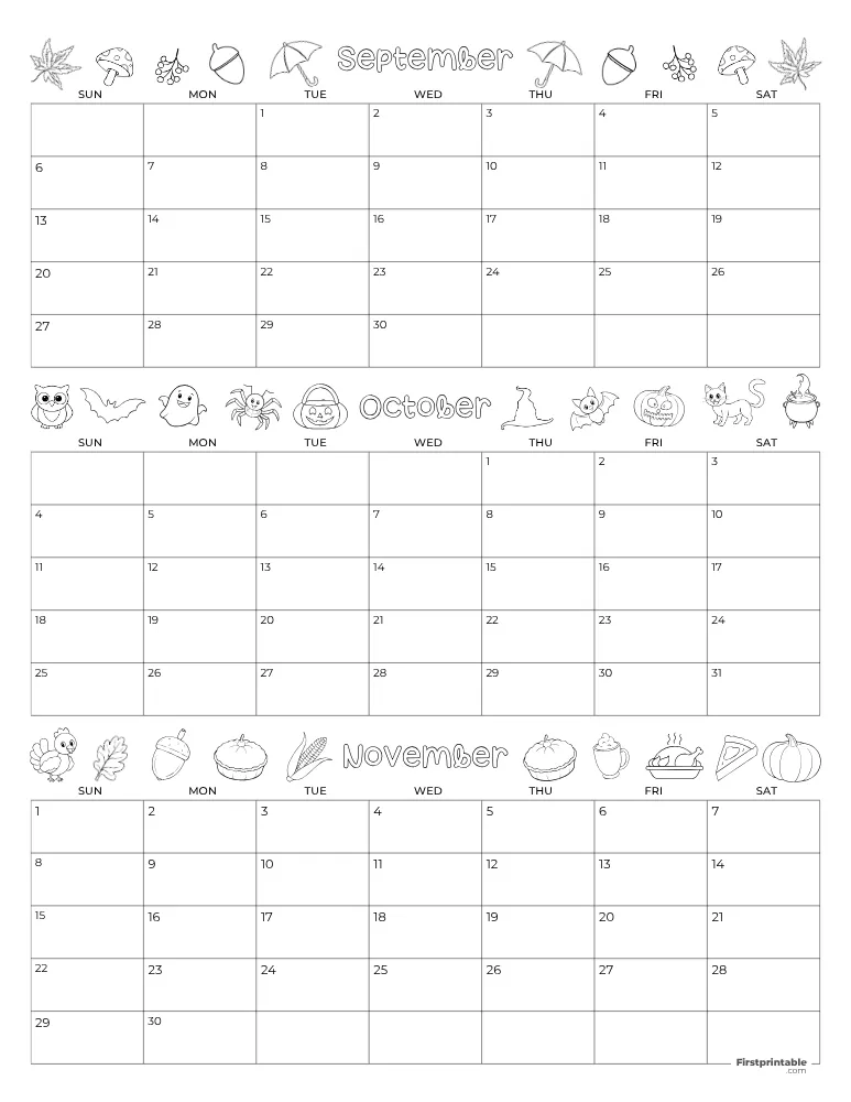 Printable Fall Calendar 2026 Template 03