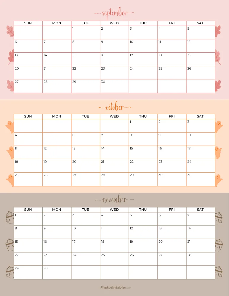 Printable Fall Calendar 2026 Template 04