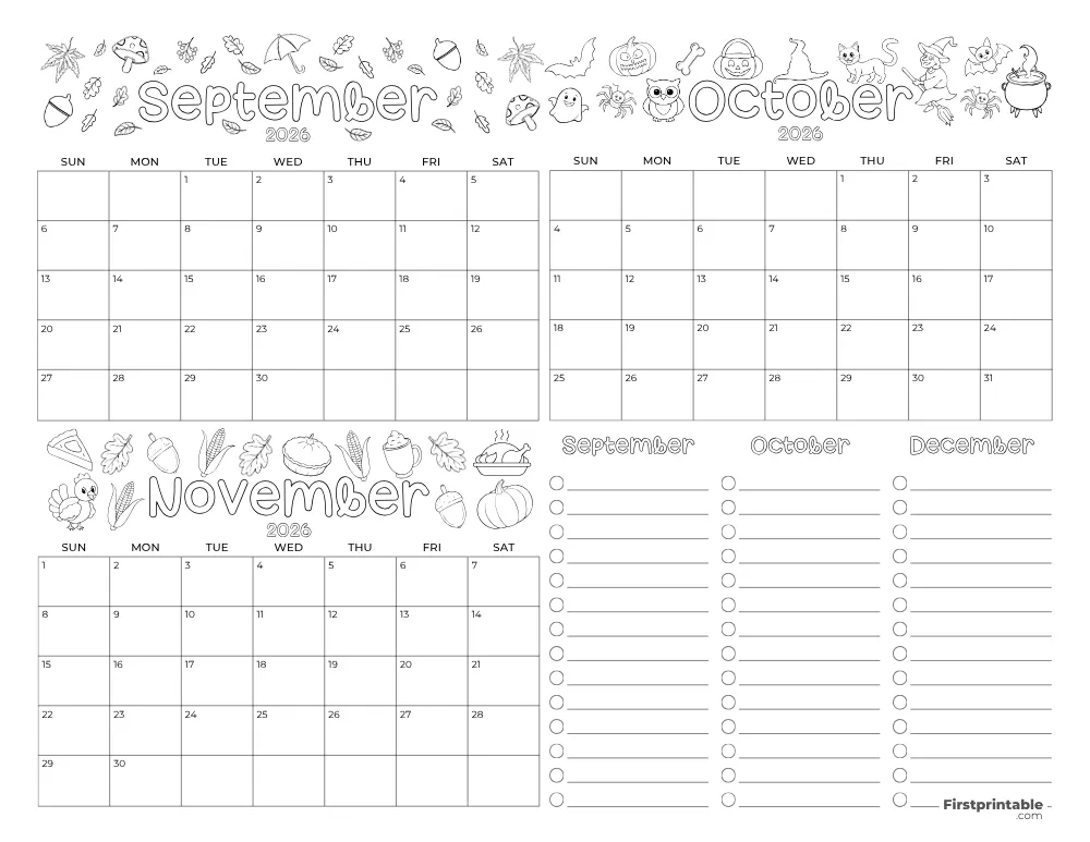 Printable Fall Calendar 2026 Template 11