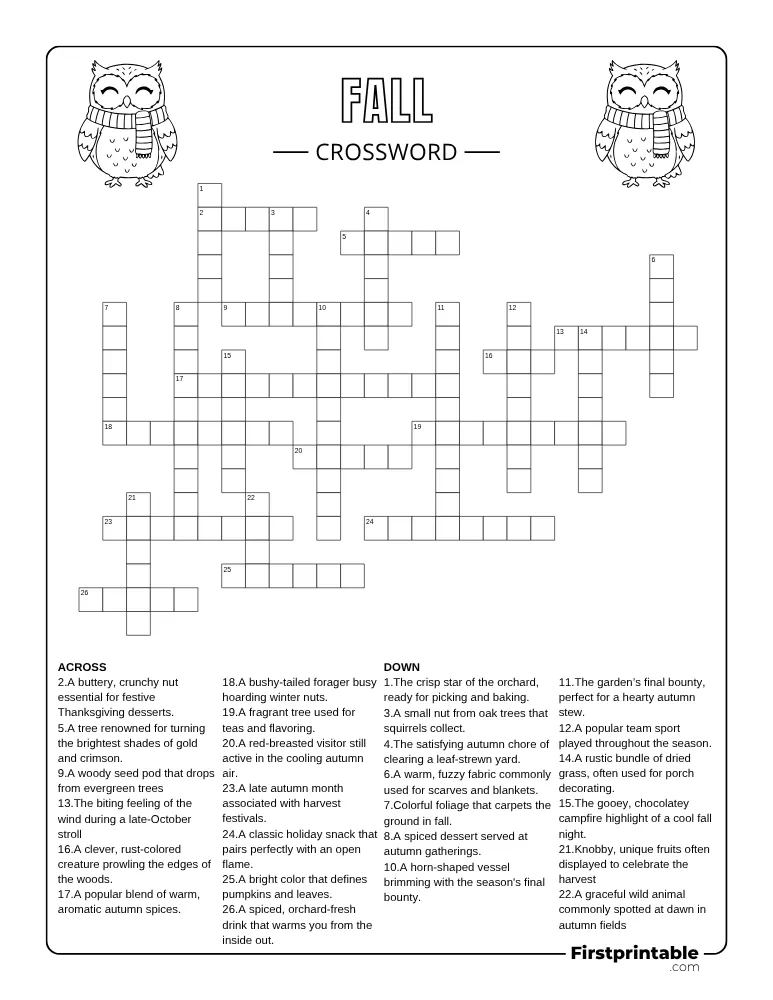 Fall Crossword - Hard 01