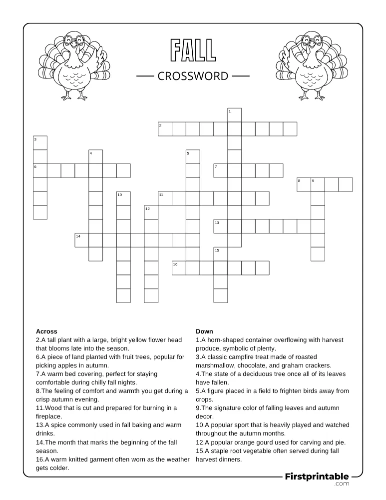 Fall Crossword - Medium 01