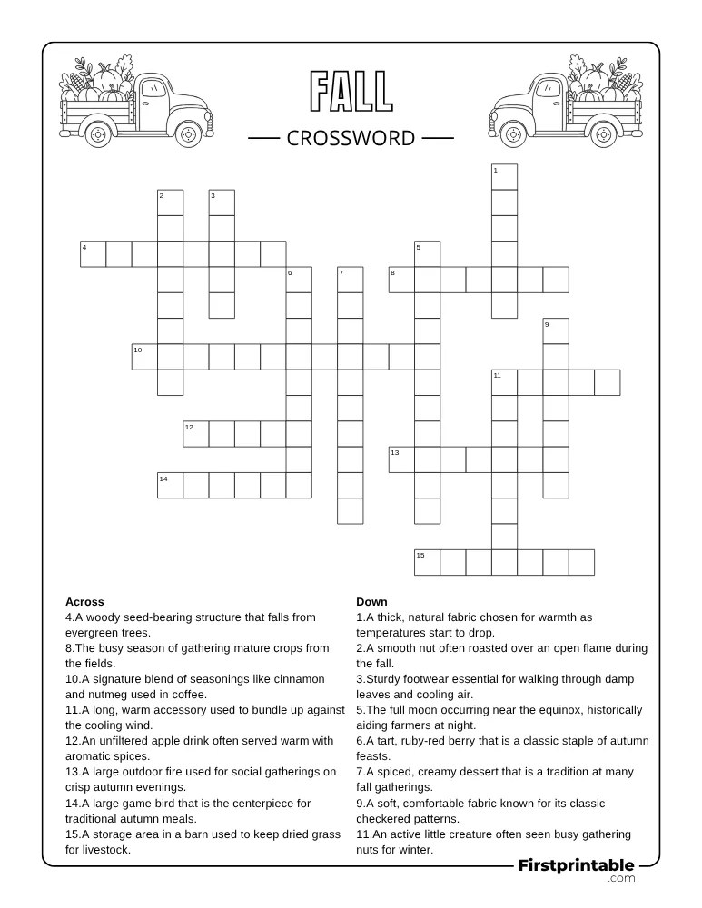 Fall Crossword - Medium 02