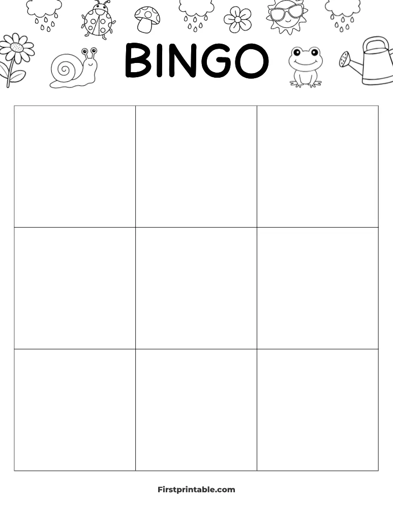 Spring Blank Bingo Card 01- 3x3 