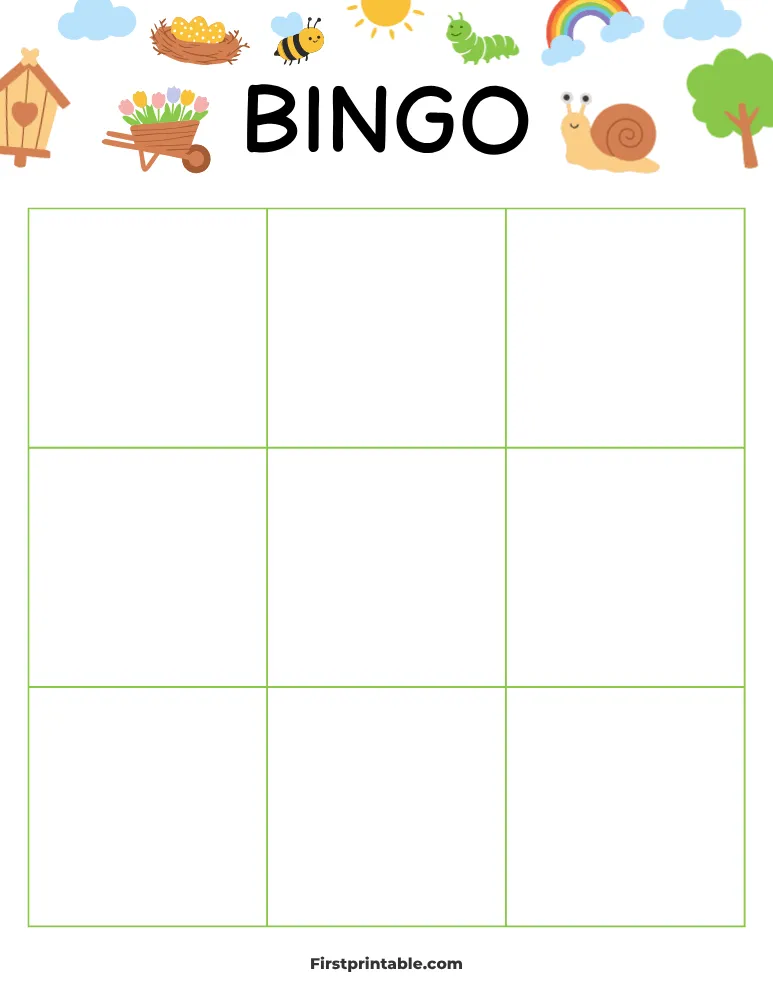 Spring Blank Bingo Card 02 - 3x3