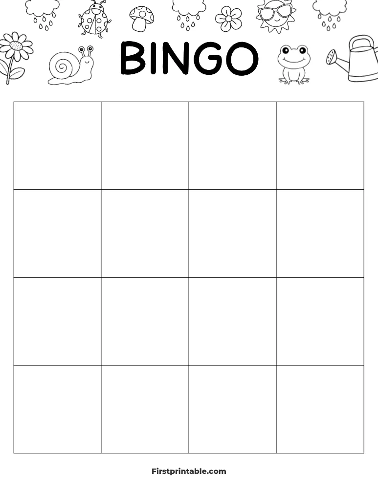 Spring Blank Bingo Card 01  - 4x4 