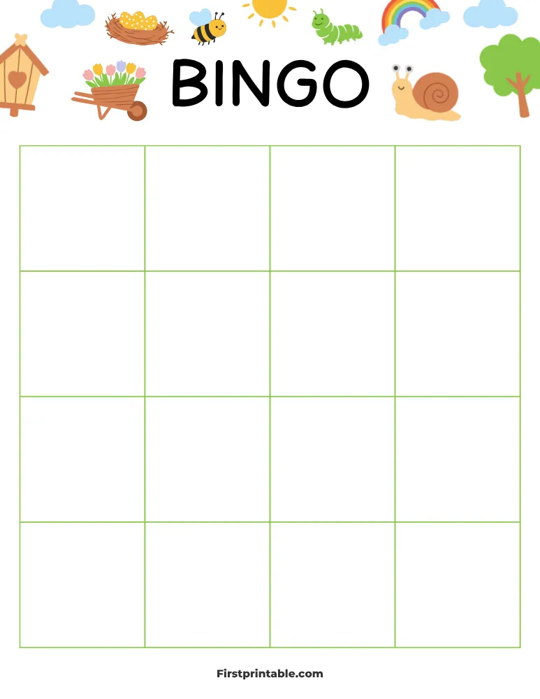 Spring Blank Bingo Card 02 - 4x4