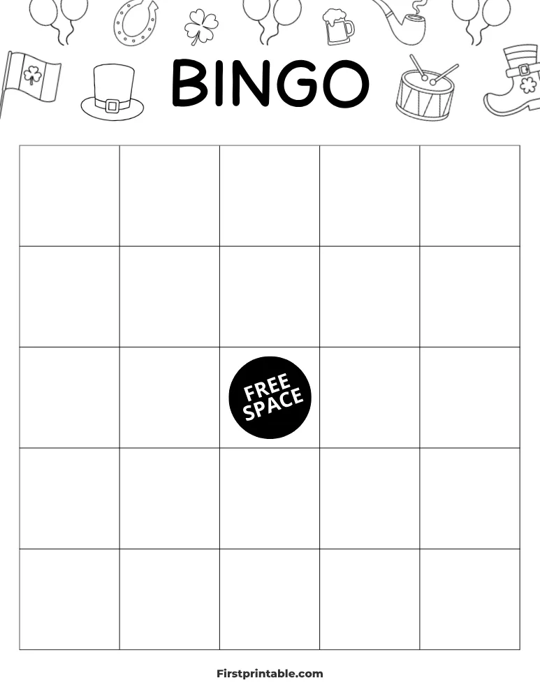 St Patrick's Day Blank Bingo Card 01 - 5x5 
