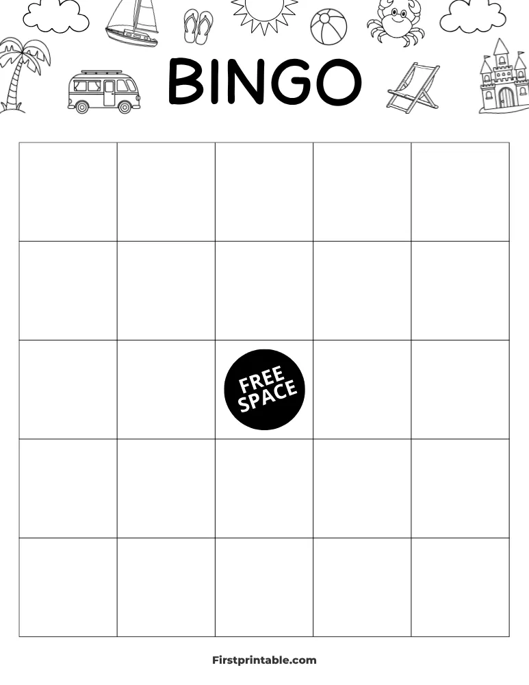 Summer Blank Bingo Card 01 - 5x5 