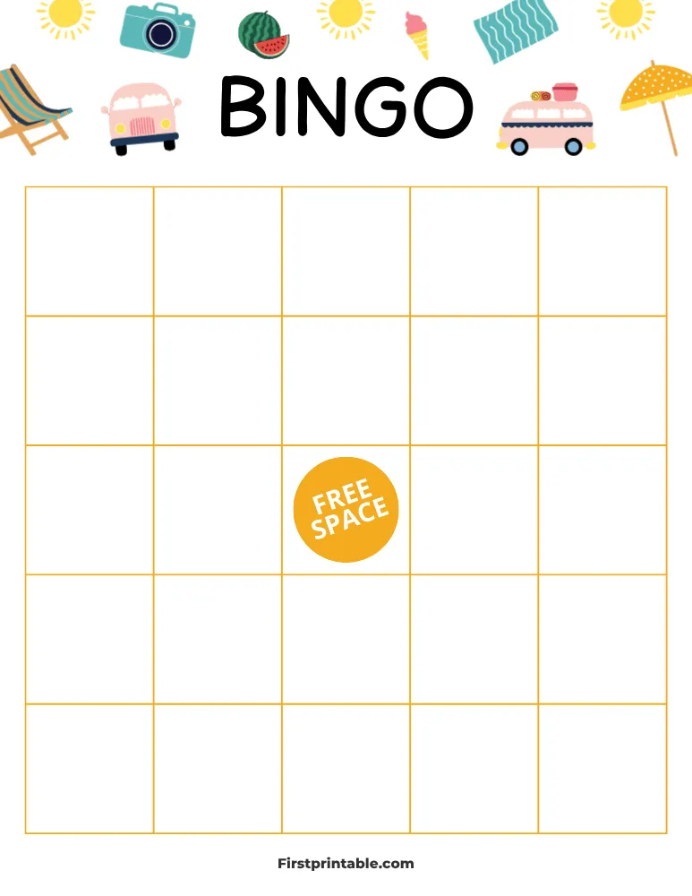 Summer Blank Bingo Card 02 - 5x5 