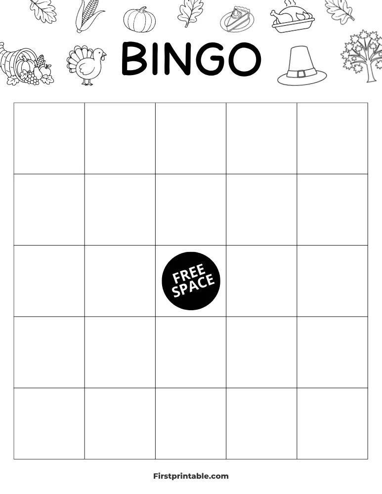 Thanksgiving Blank Bingo Card 01 - 5x5 