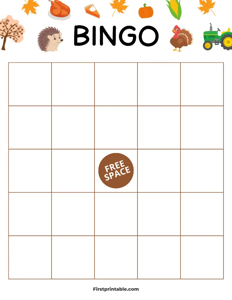 Thanksgiving Blank Bingo Card 02 - 5x5 
