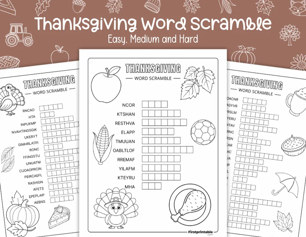 Thanksgiving Word Scramble