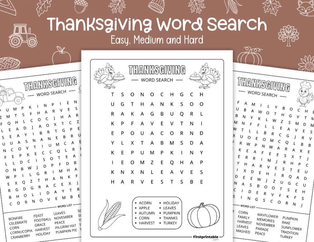 Thanksgiving Word Search