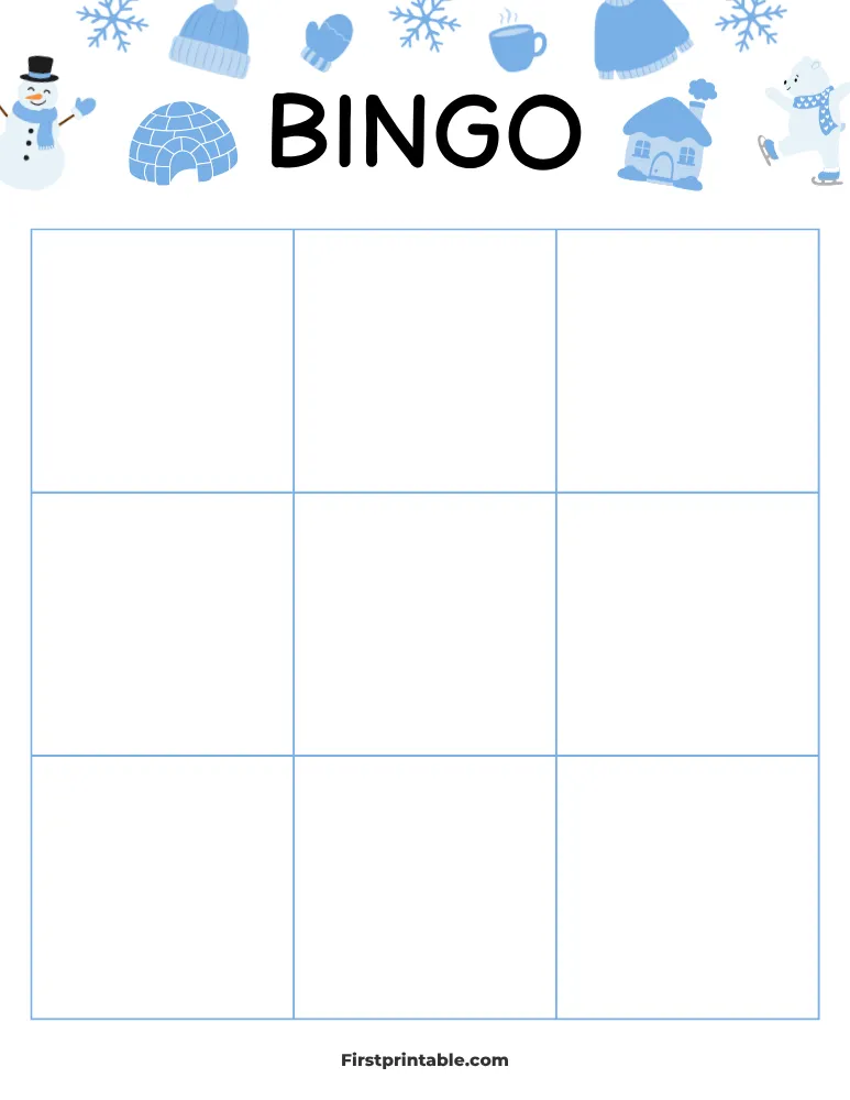 Winter Blank Bingo Card 02 - 3x3