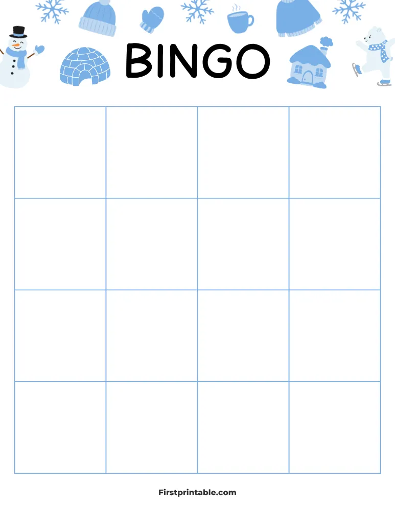 Winter Blank Bingo Card 02 - 4x4