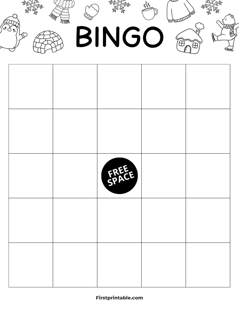 Winter Blank Bingo Card 01 - 5x5 