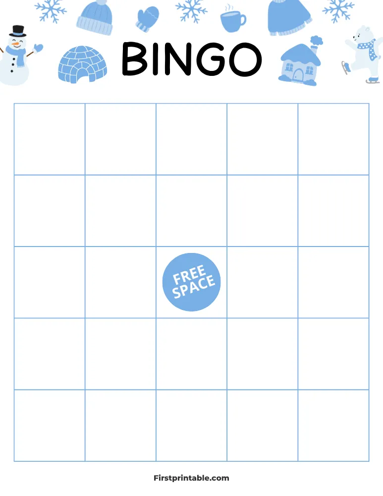 Winter Blank Bingo Card 02 - 5x5 