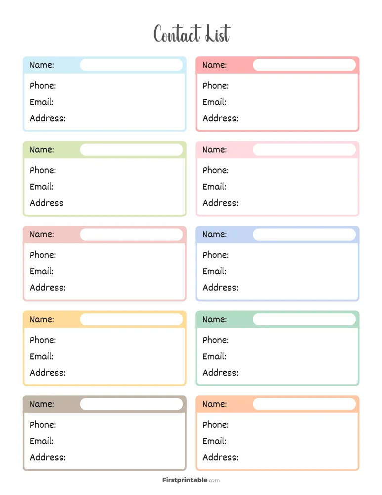 Address Book Template 01