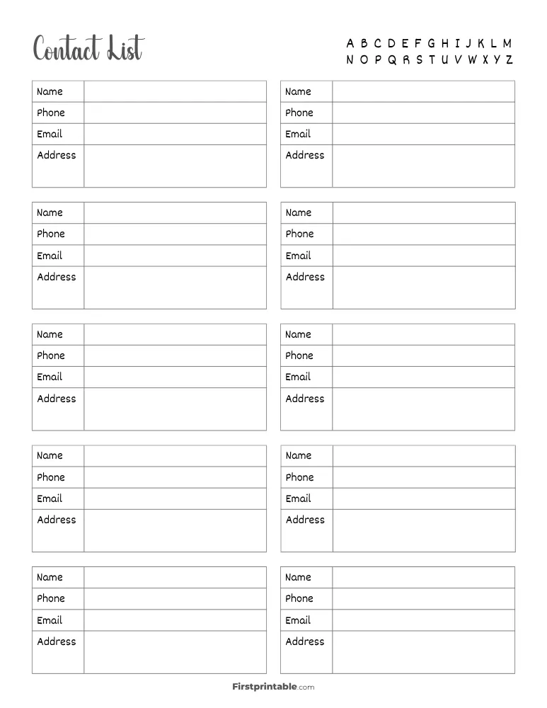 Address Book Template 02