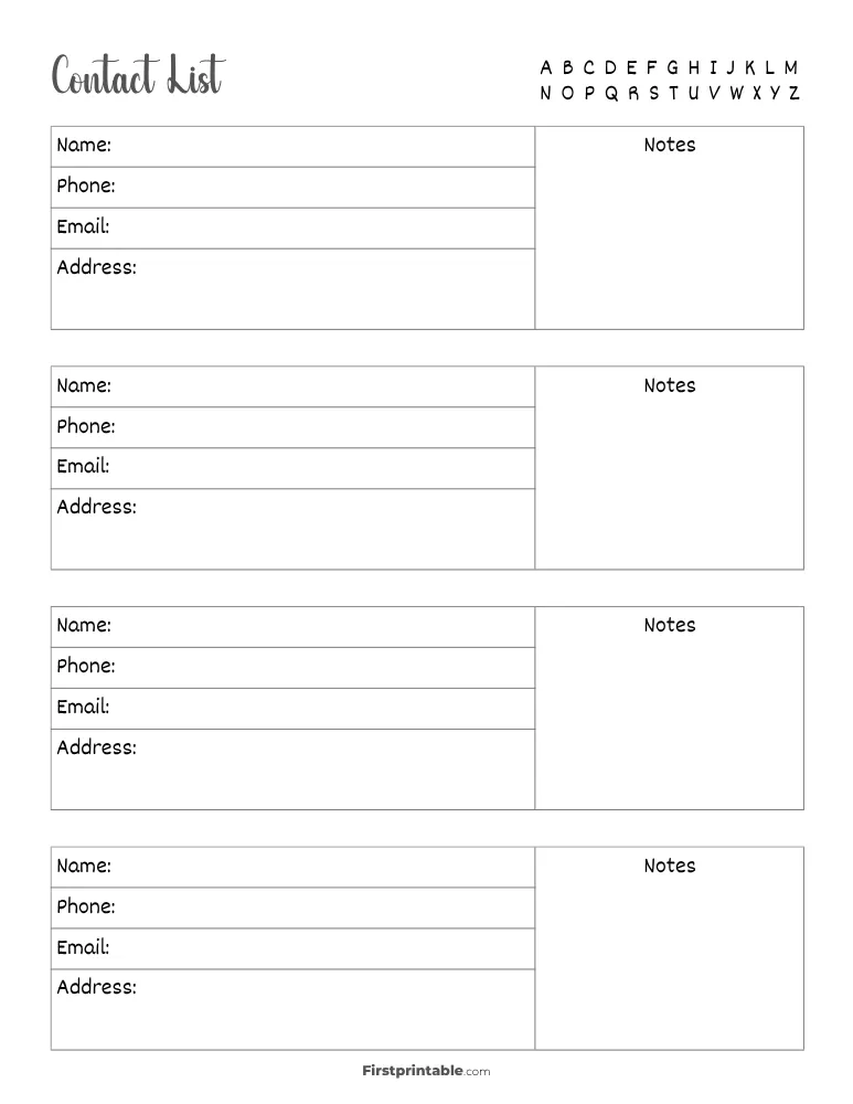 Address Book Template 03