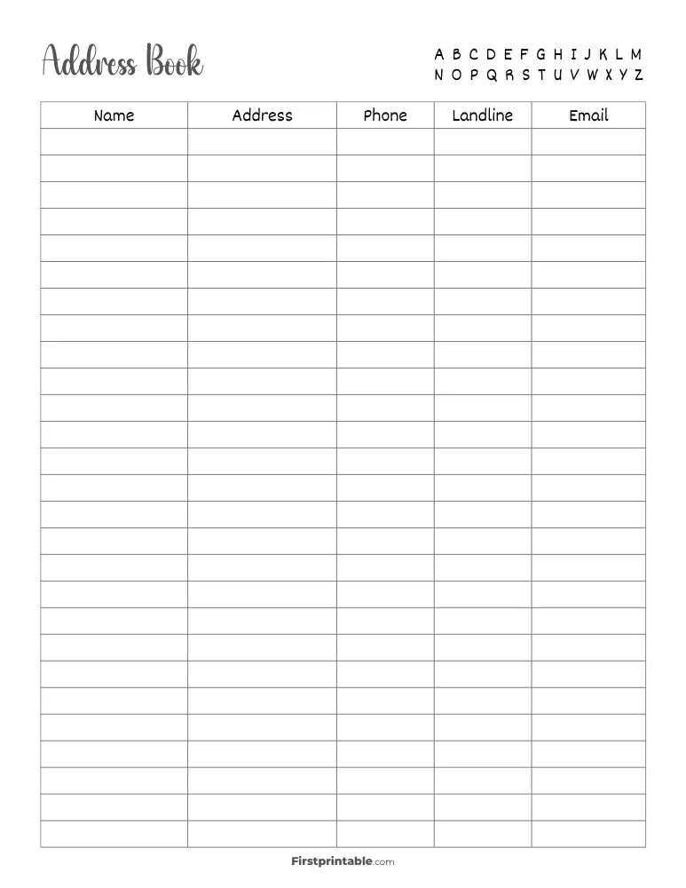 Address Book Template 04