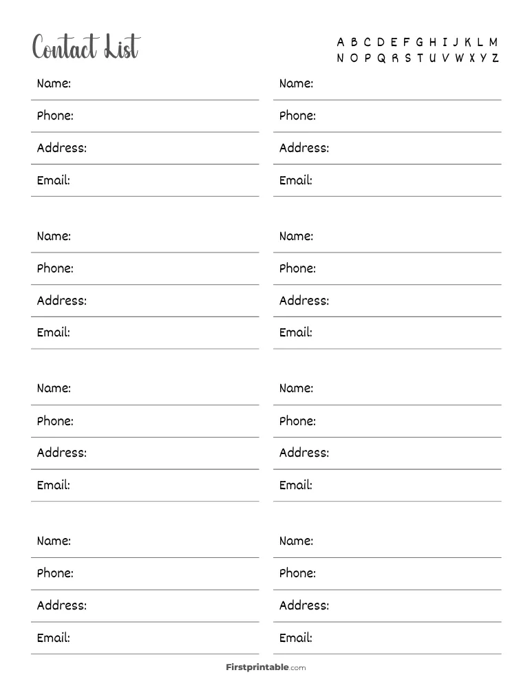 Address Book Template 06