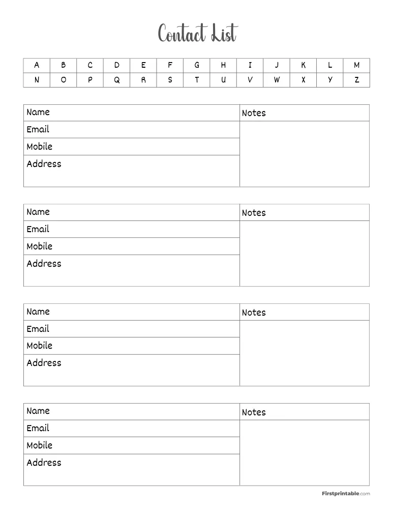 Address Book Template 07